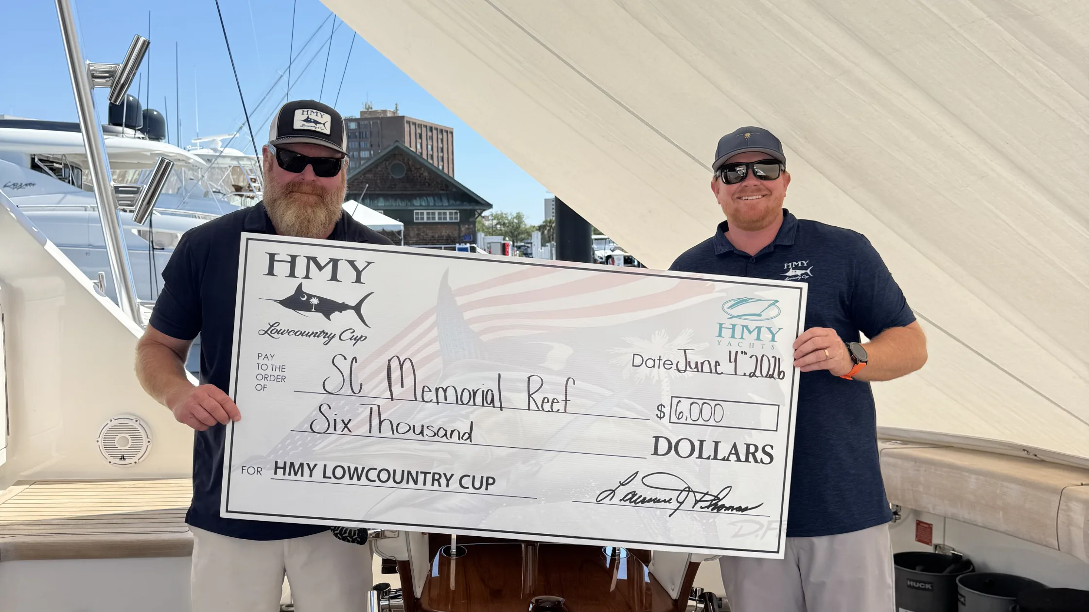 HMY presenting a $6,000 donation check to the South Carolina Memorial Reef