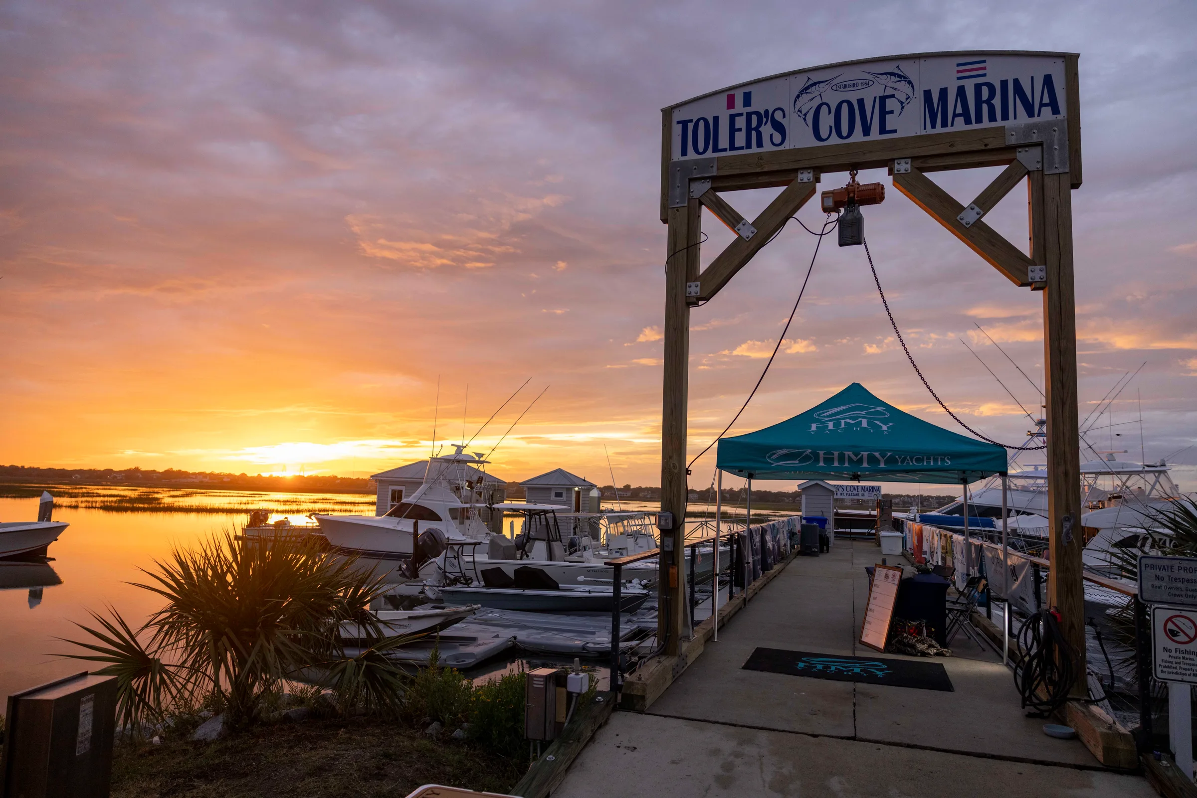 Sunrise over Toler's Cove Marina during the HMY Lowcountry Cup in Charleston, South Carolina