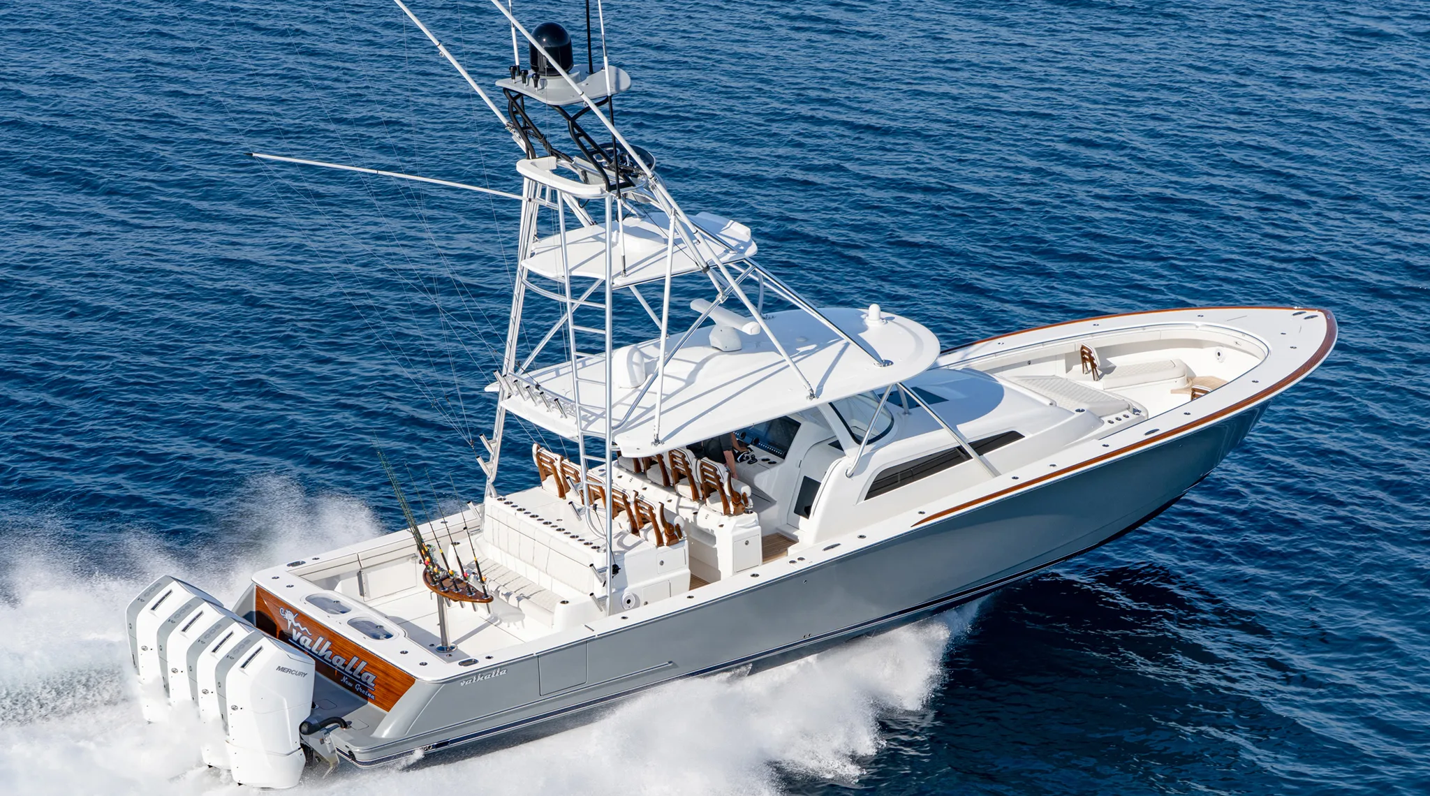 Valhalla V-55 large center console yacht running offshore
