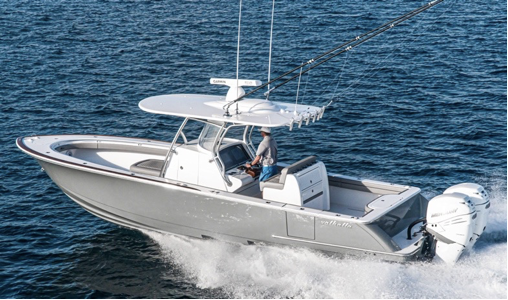 Valhalla V-33 center console fishing boat running offshore