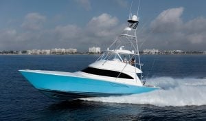 2022 Viking 58’ Convertible running offshore.