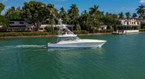 2007 Viking 52’ Open “Katala” in the water.