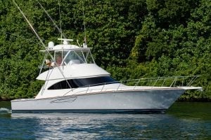 2017 Viking 48’ Convertible “Why Knot” profile image in the water.