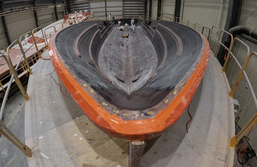 The Viking 90 after the resin has cured and the vacuum bag, lines, and materials have been removed. 