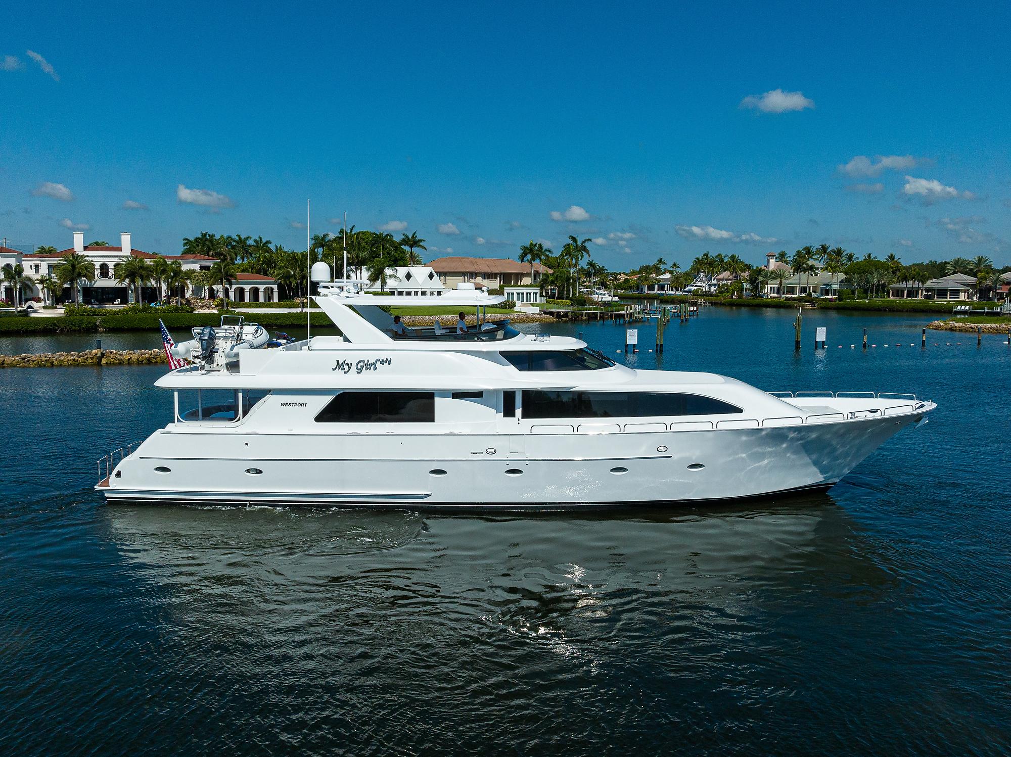 2001 Westport 95 Raised Pilothouse Motor yacht on the water