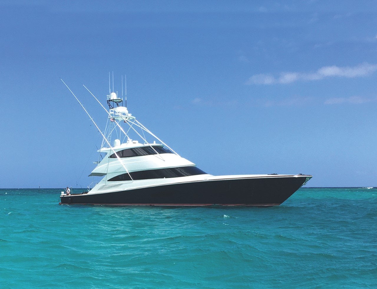 2017 Viking 92 Enclosed Bridge on the water