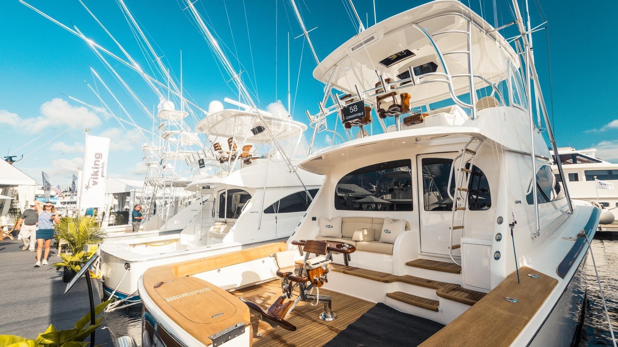 VIking Yacht on display at a boat show