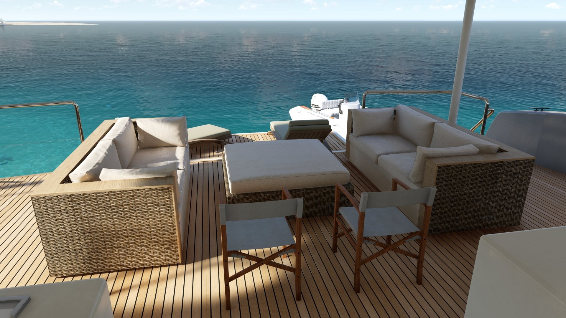 555 Power catamaran exterior platform