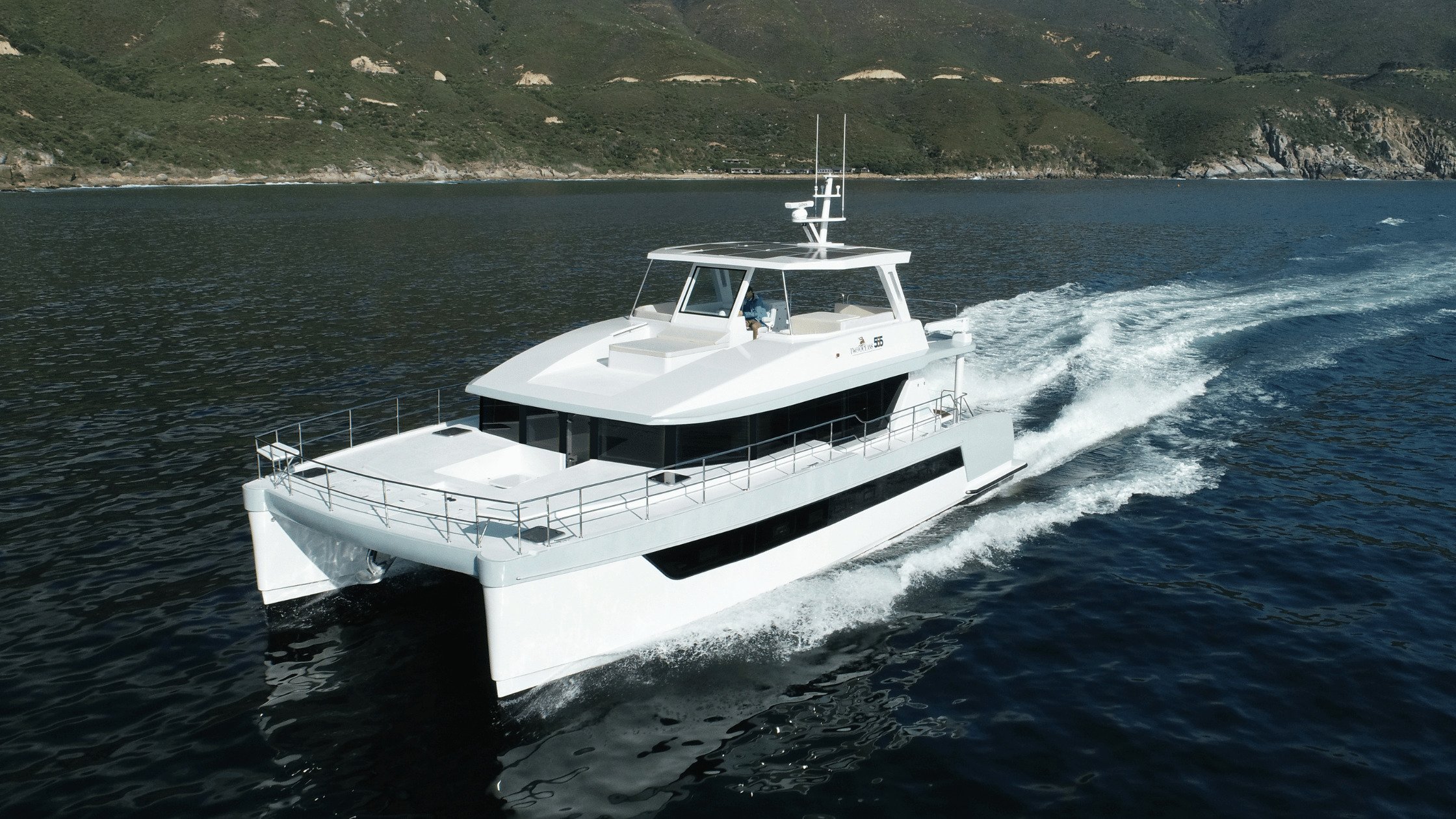 Two Oceans 555 Power catamaran on display at Miami Boat Show