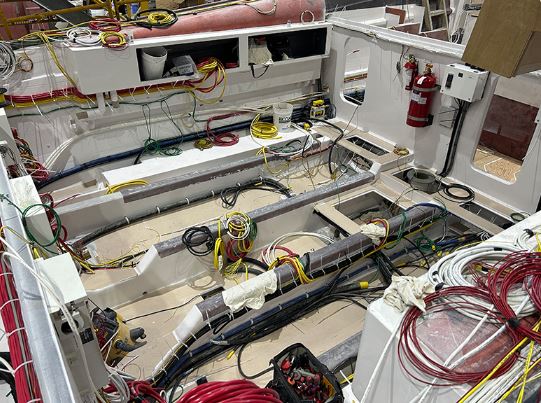Photo of progress in building the engine room of a Viking 68