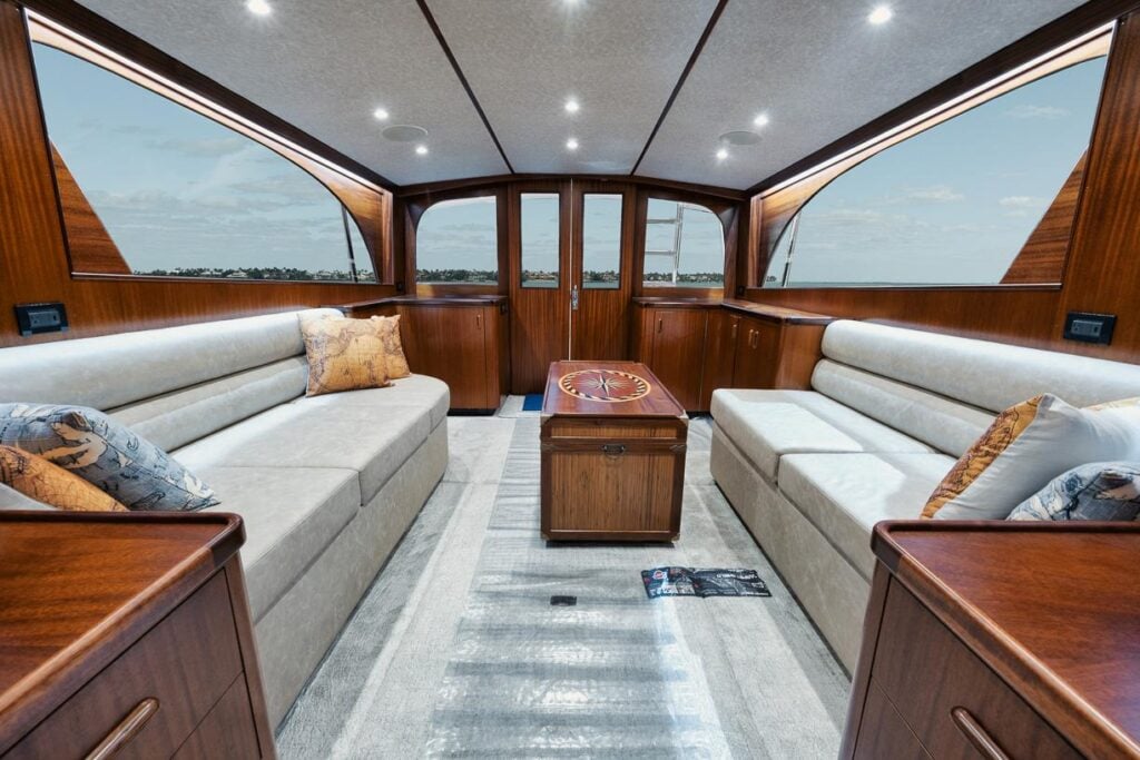 Salon area of the 1963 Whiticar Sea Lion II