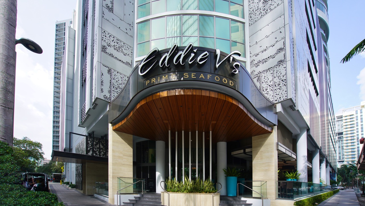 Front entrance to Eddie V's Prime Seafood restaurant in Fort Lauderdale, Florida.