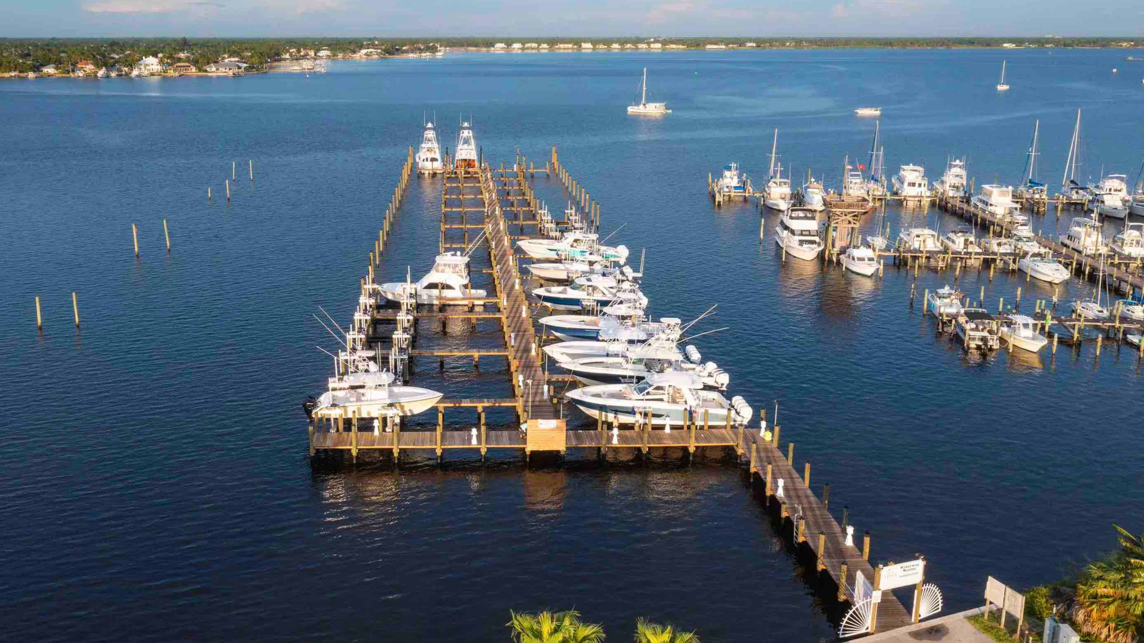 HMY Waterway Marina Drone image of docks in Stuart Florida