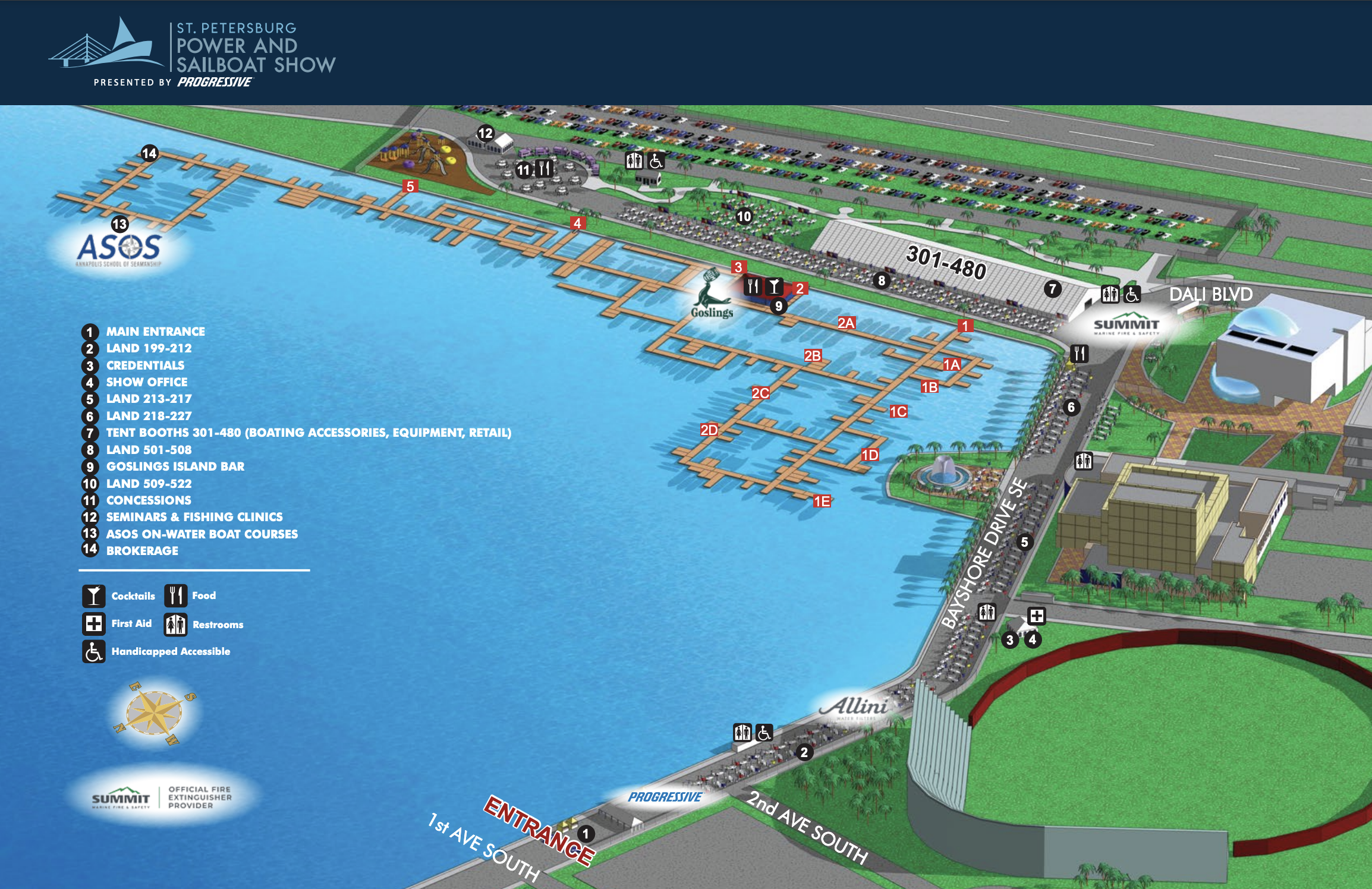 A map showing the 2026 St.Pete Boat Show. 