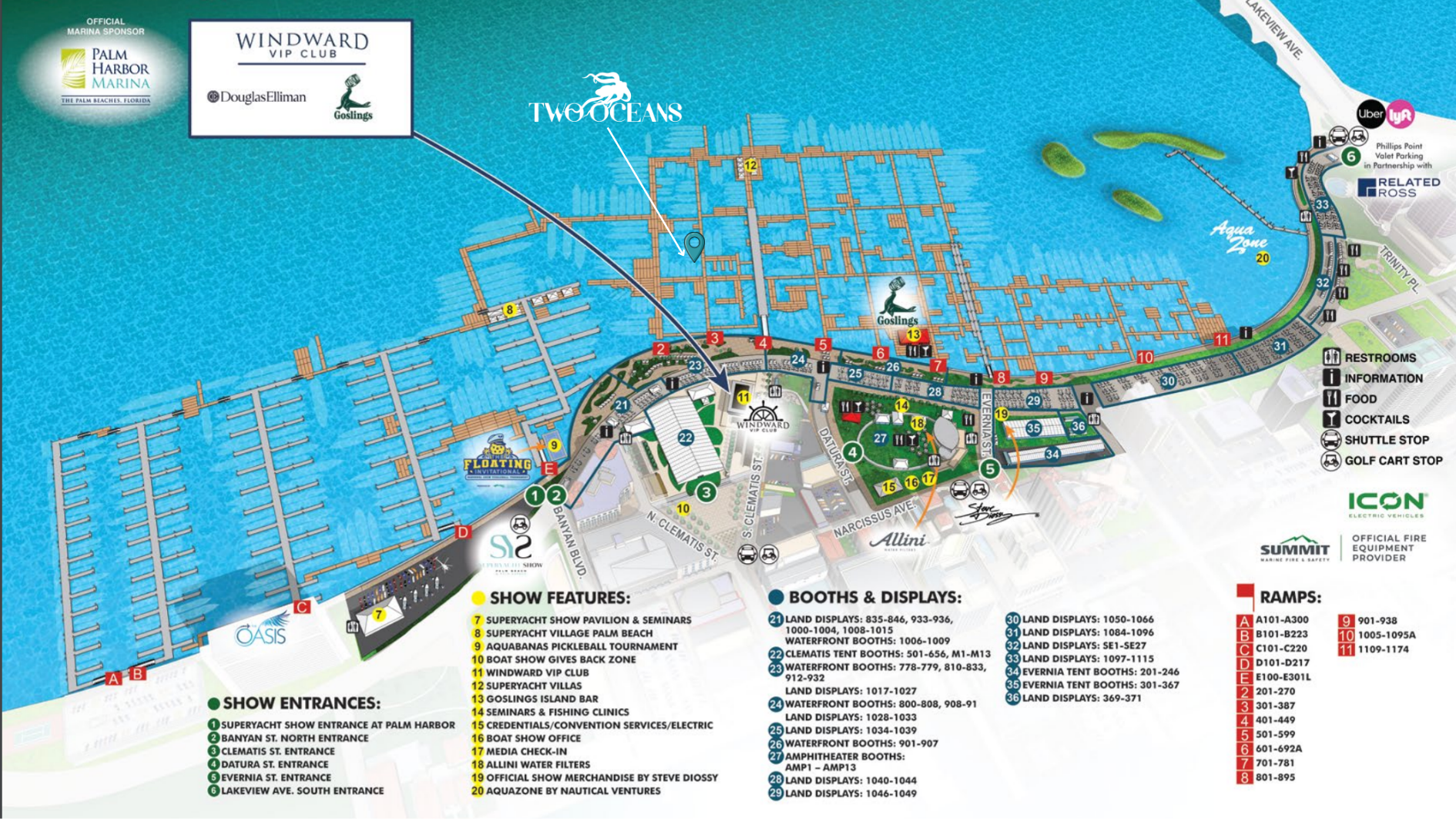 PBIBS 2026 Show Map showing where the Two Oceans 555 is located