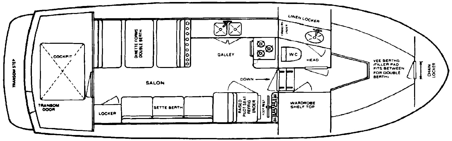Tollycraft Yachts 30 Sedan floor plan