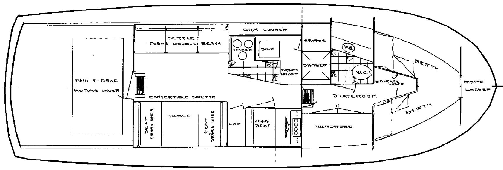 Tollycraft Yachts 34 Sedan floor plan