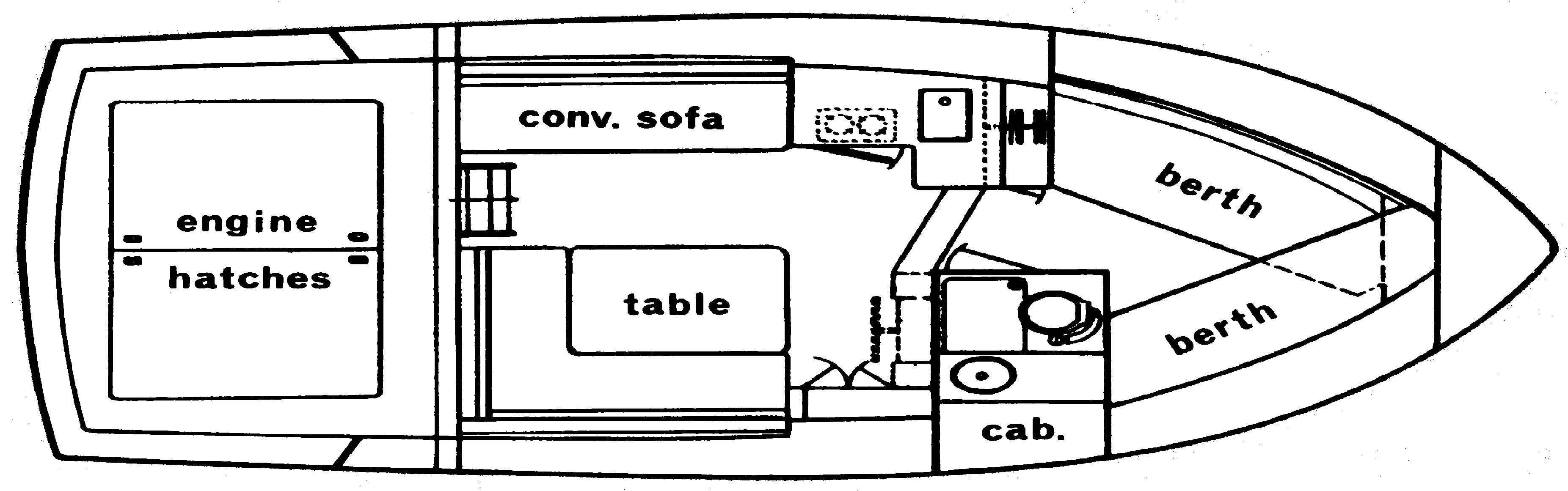 Trojan Yachts 28 Sedan floor plan