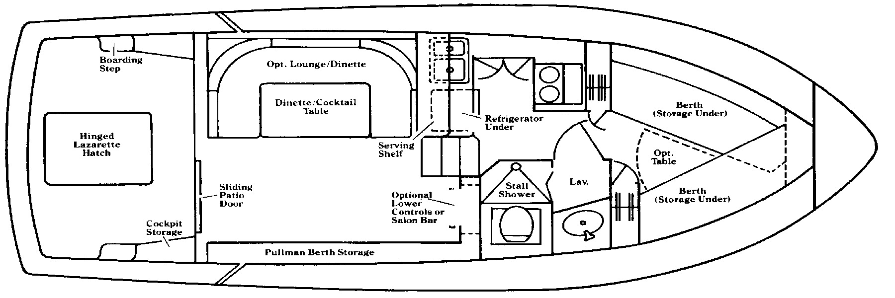 Trojan Yachts 30 Flybridge Sedan floor plan