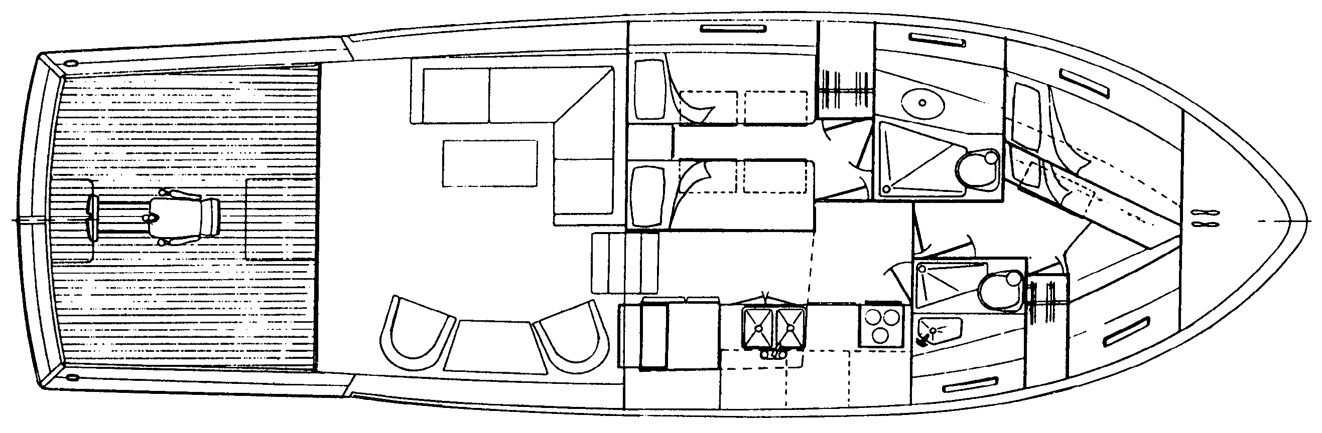Trojan Yachts 44 Convertible floor plan