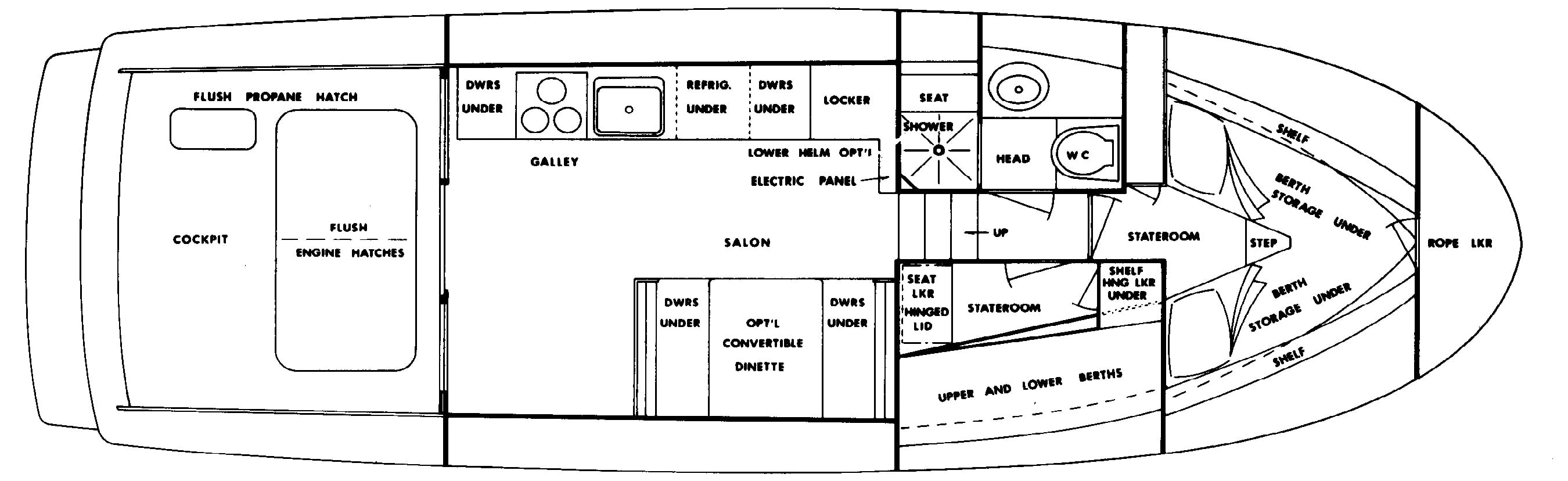 Uniflite 36 Sport Sedan floor plan