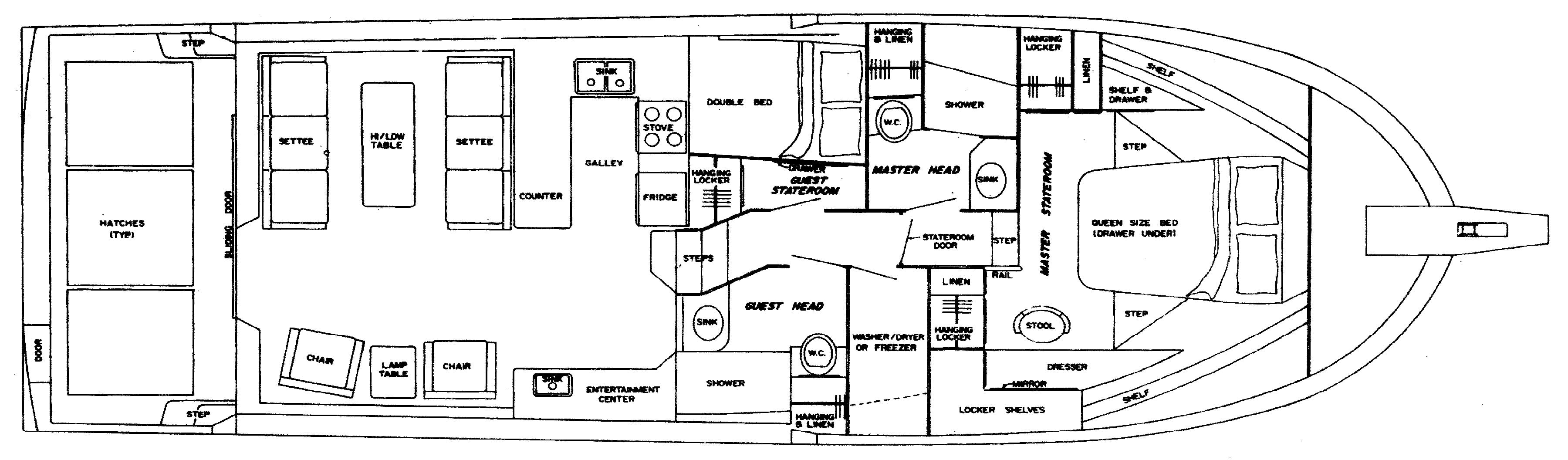 West Bay Yachts 4500 Pilothouse floor plan