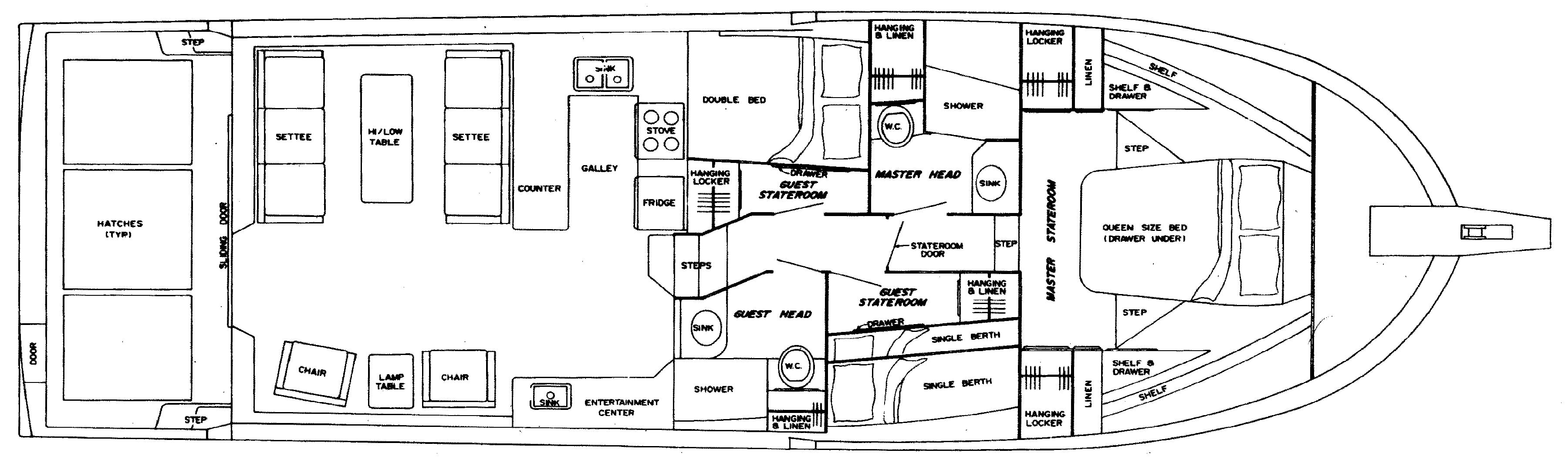 West Bay Yachts 4500 Pilothouse floor plan