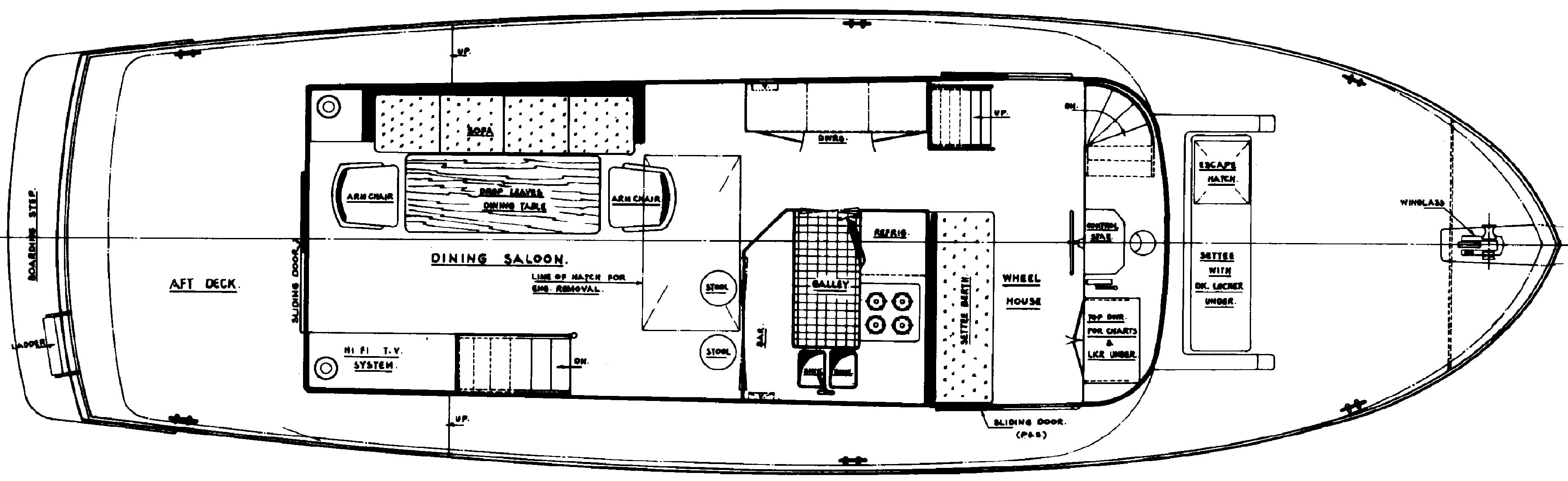 Cheoy Lee Yachts 46 Trawler floor plan