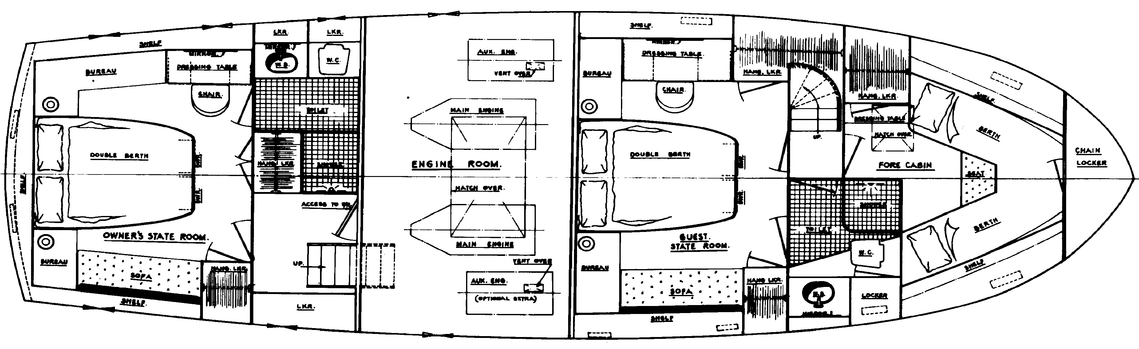 Cheoy Lee Yachts 46 Trawler floor plan