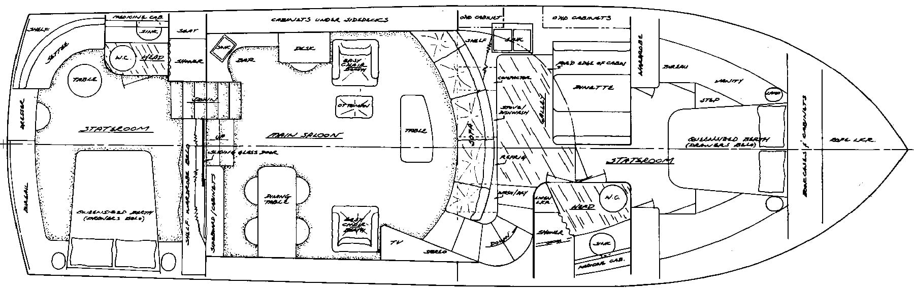 Cheoy Lee Yachts 48 Motor Yacht floor plan
