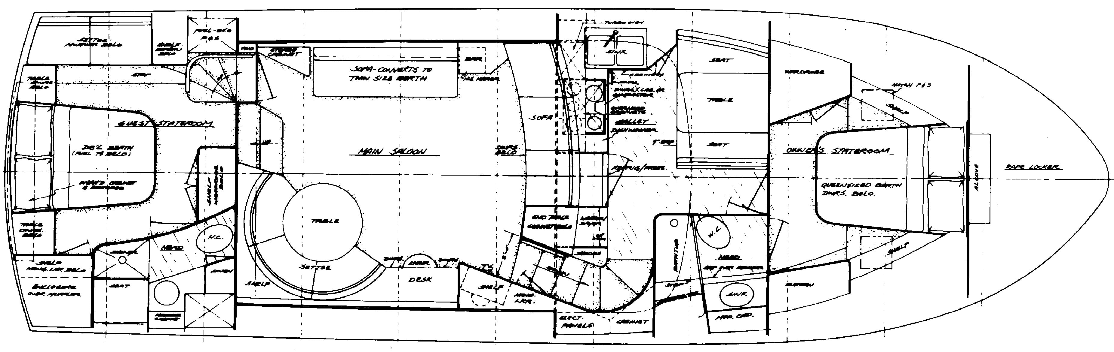 Cheoy Lee Yachts 48 Motor Yacht floor plan