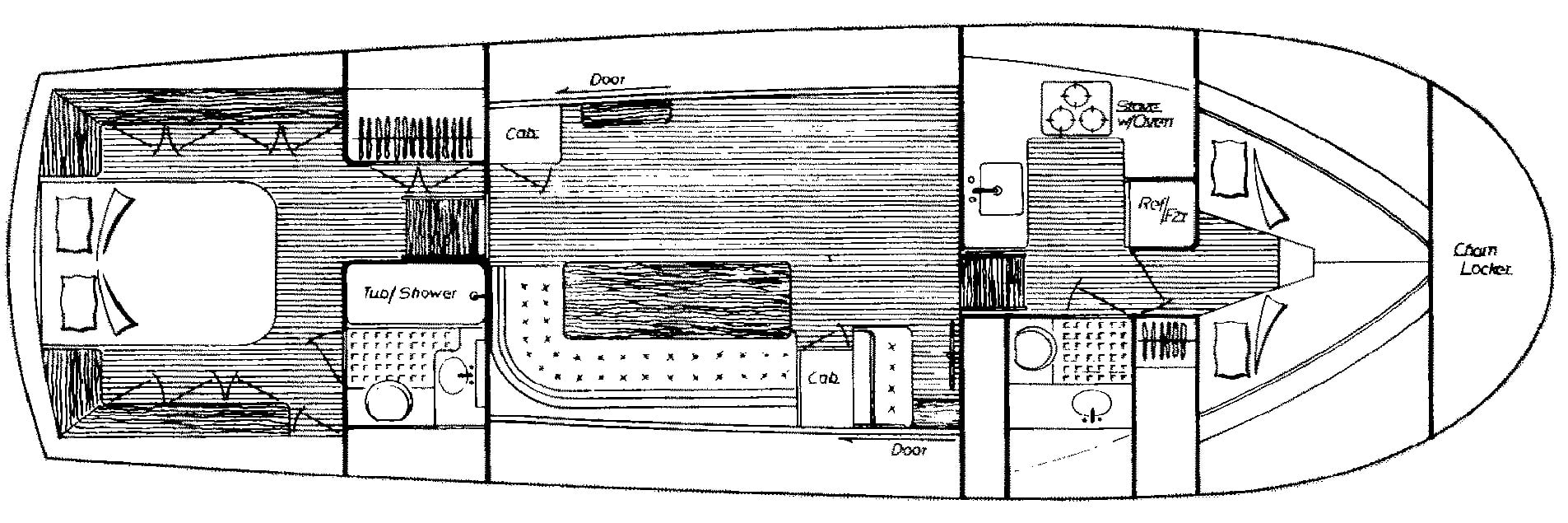 Albin 43 Trawler floor plan