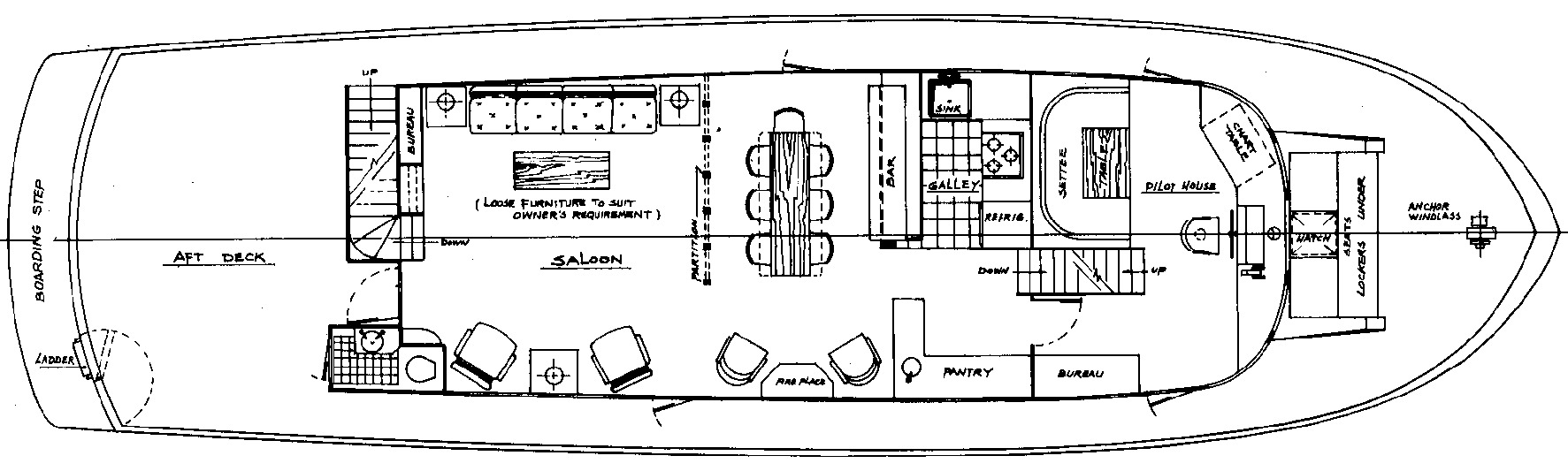 Cheoy Lee Yachts 62 Trawler floor plan