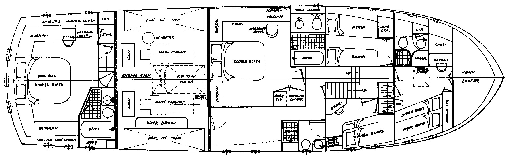 Cheoy Lee Yachts 62 Trawler floor plan