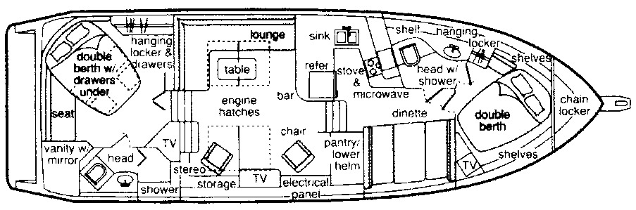 Bayliner Yachts 4387 Aft Cabin Motor Yacht floor plan