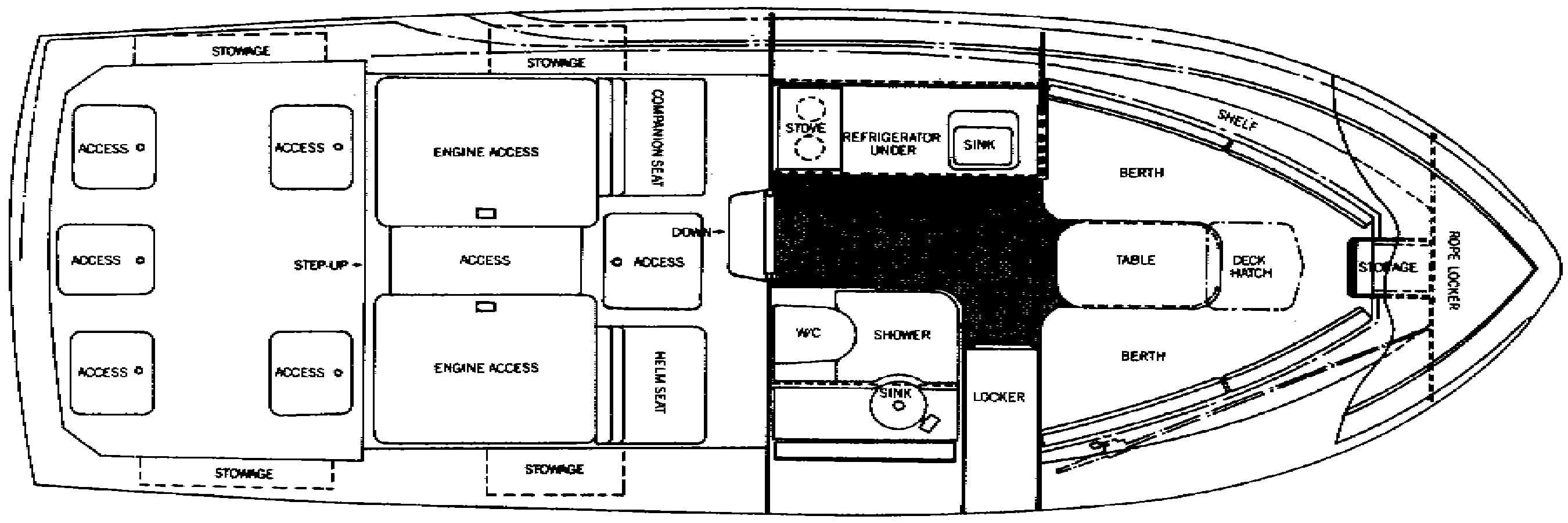 Bertram Yachts 28 Bahia Mar floor plan