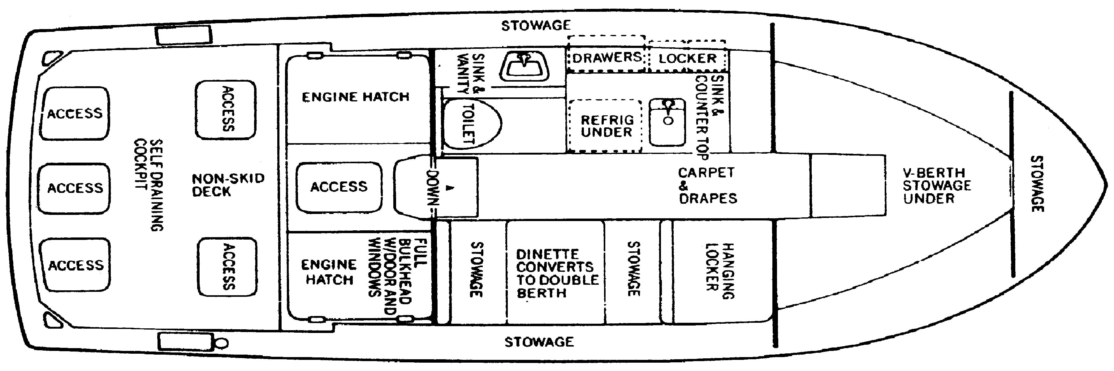 Bertram Yachts 28 Flybridge Cruiser floor plan