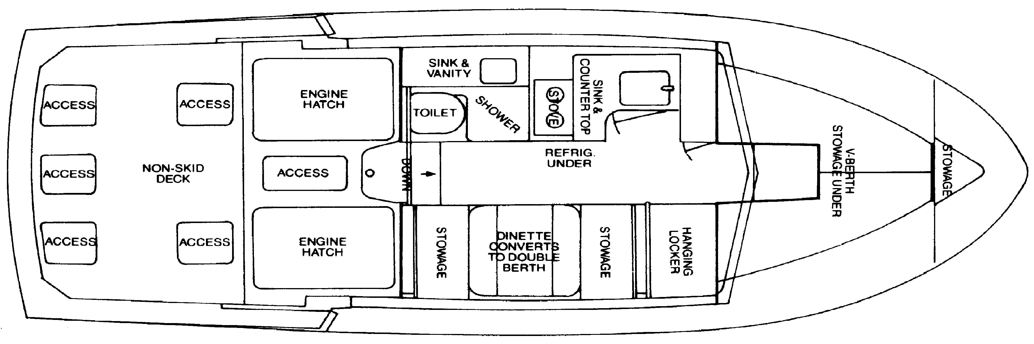 Bertram Yachts 28 Flybridge Cruiser floor plan
