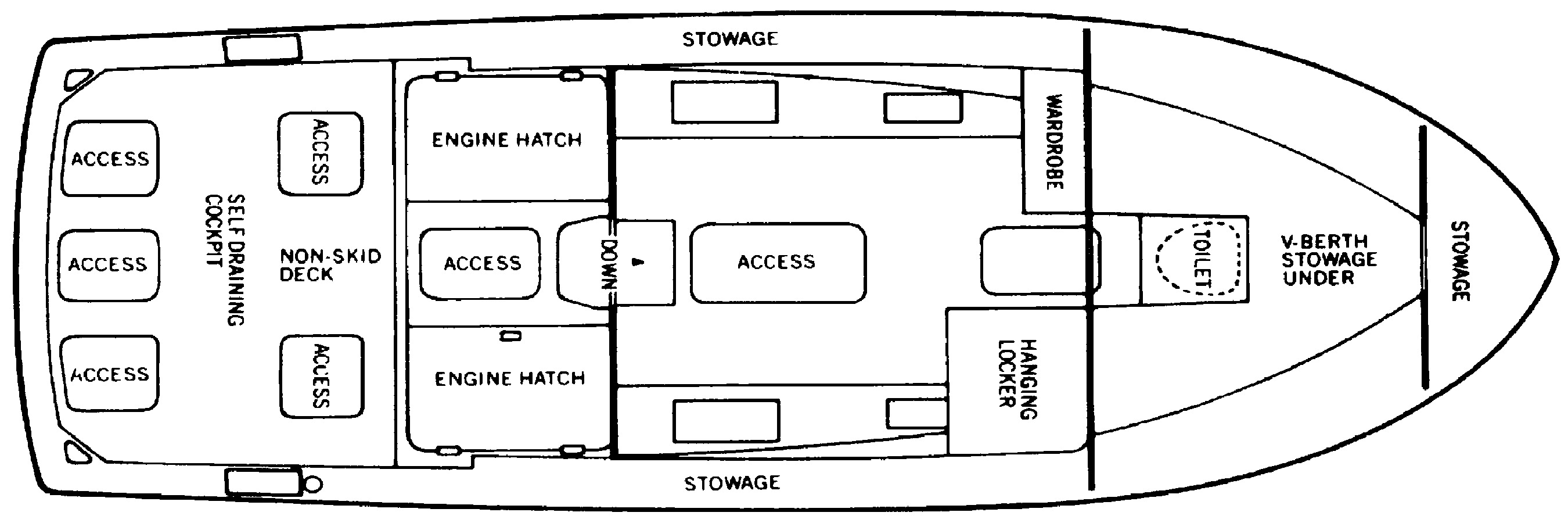 Bertram Yachts 28 Sport Fisherman floor plan