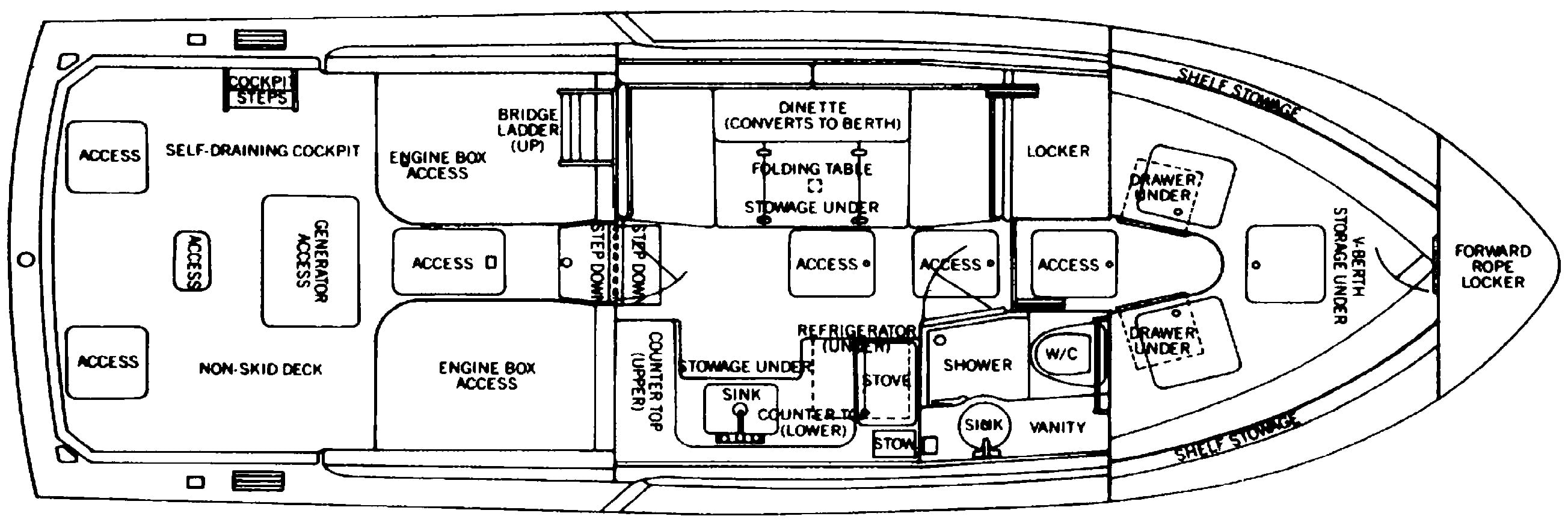Bertram Yachts 30 Flybridge Cruiser floor plan
