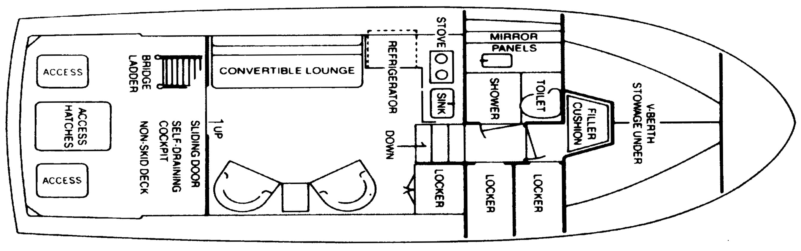 Bertram Yachts 33 Flybridge Cruiser floor plan