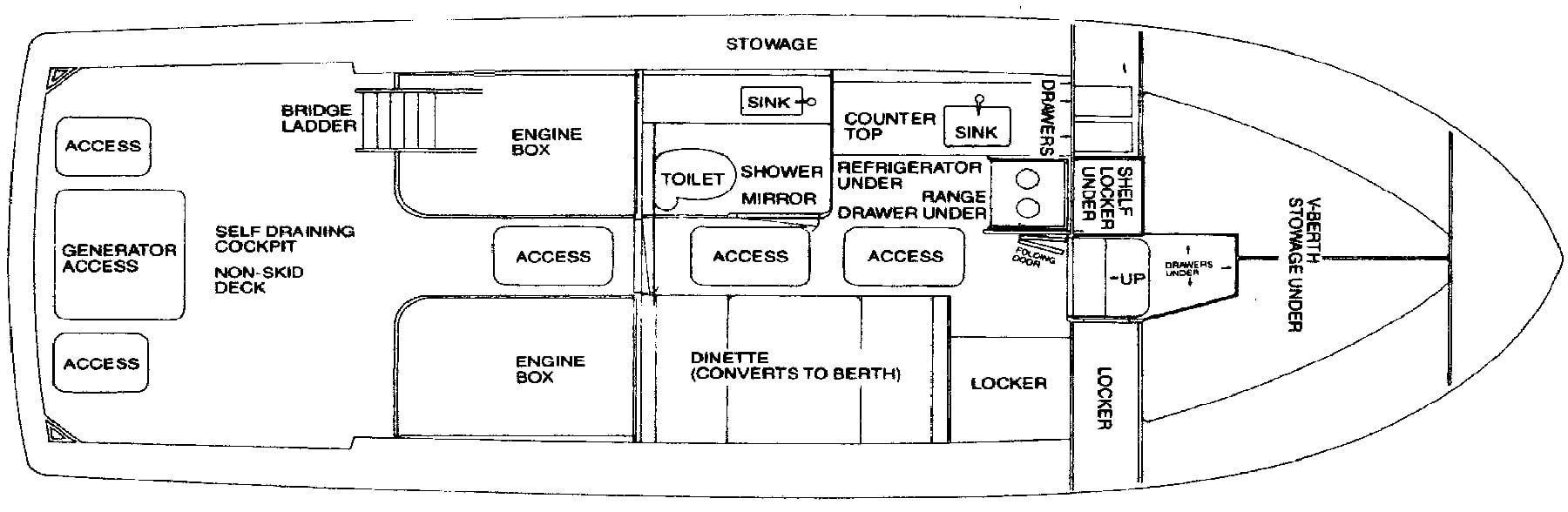 Bertram Yachts 33 Sport Fisherman floor plan
