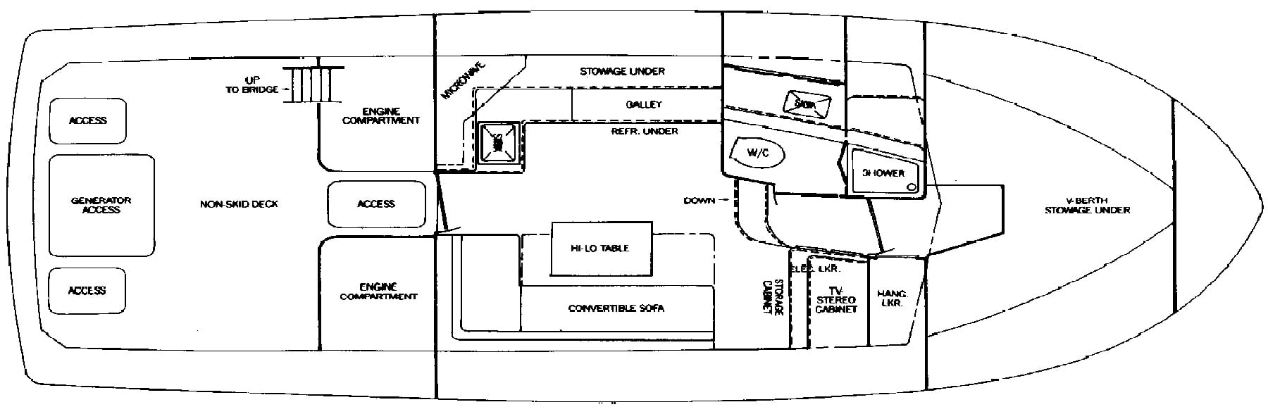 Bertram Yachts 33 Sport Fisherman floor plan