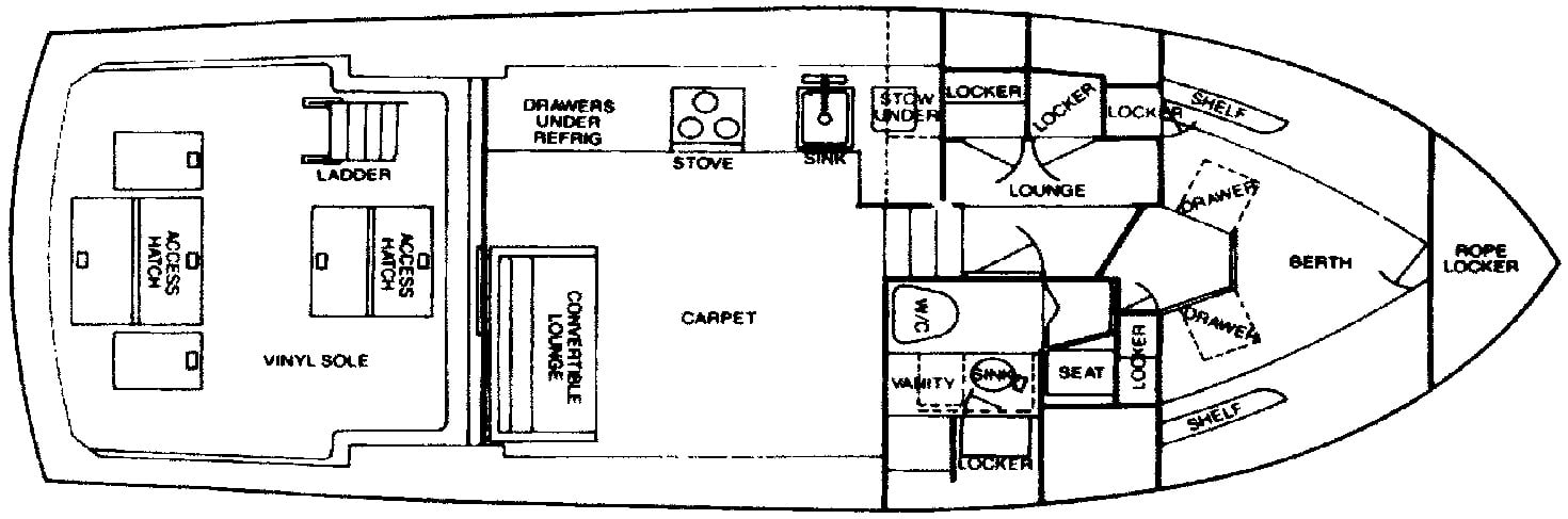 Bertram Yachts 35 Convertible floor plan
