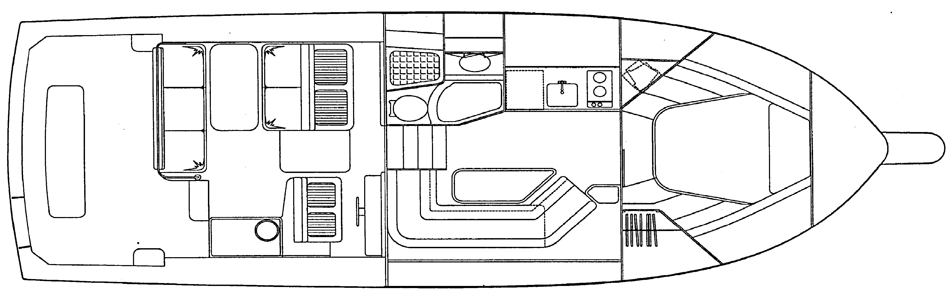 Bertram Yachts 36 Moppie floor plan
