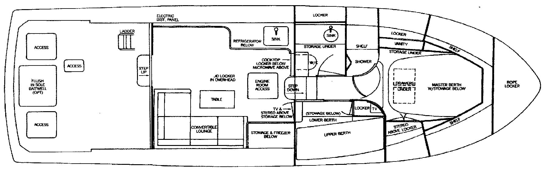 Bertram Yachts 37 Convertible floor plan