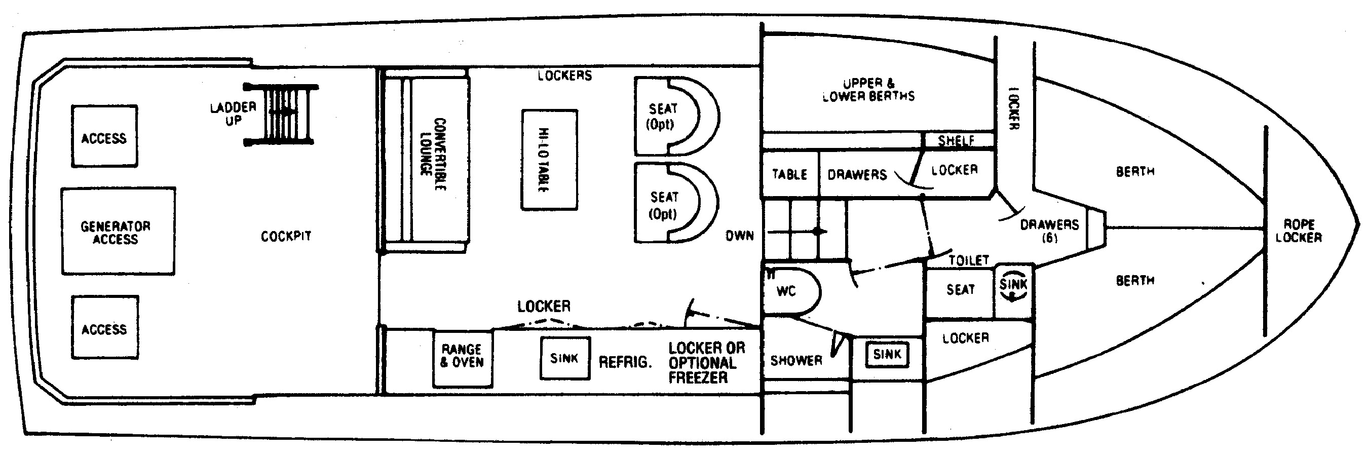 Bertram Yachts 38 III Convertible floor plan