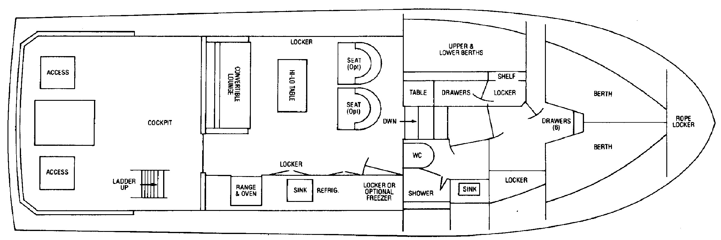 Bertram Yachts 38 III Convertible floor plan