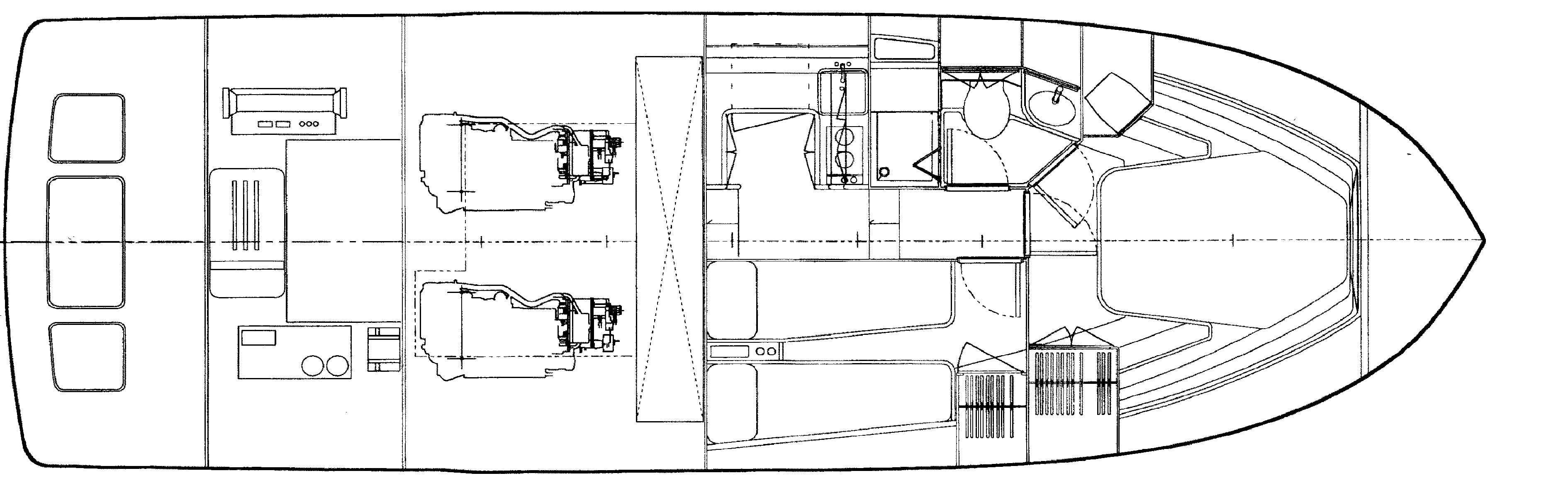 Bertram Yachts 390 Convertible floor plan
