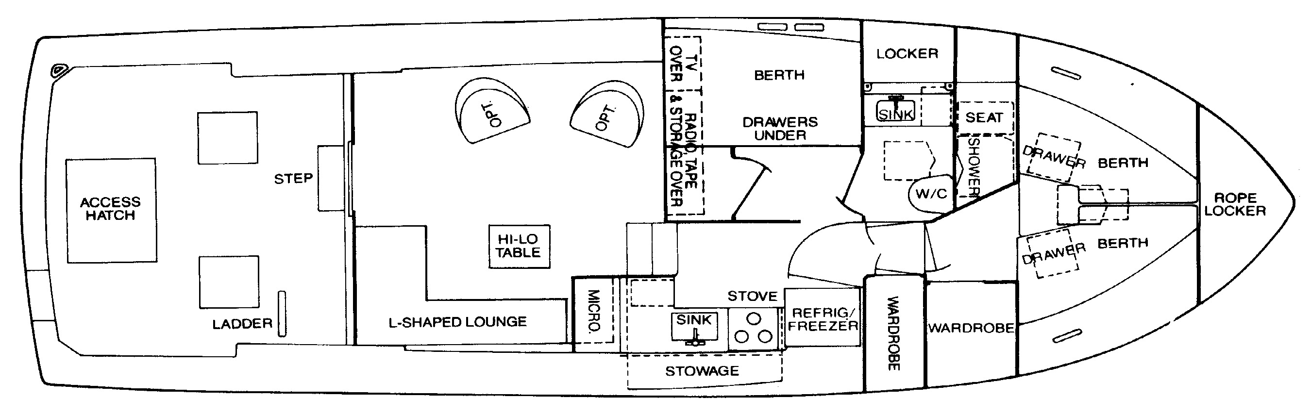Bertram Yachts 42 Convertible floor plan